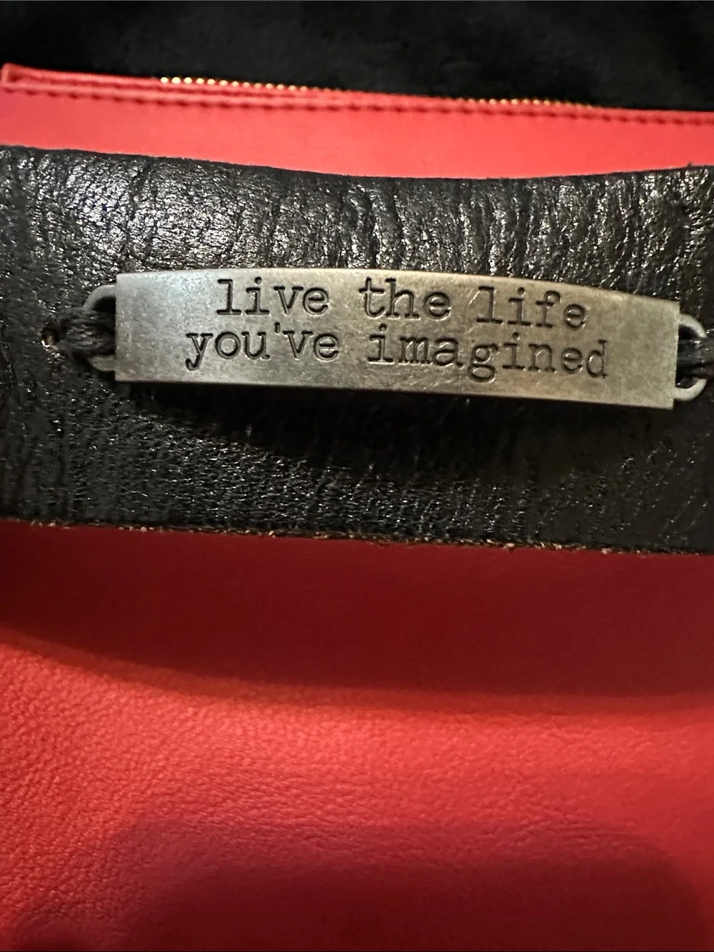 Live the Life You’ve Imagined Black Leather Wrist Cuff SNAP Closure